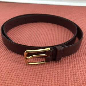 Henry Grethel belt men's 36 full grain glove leather red gold tone Buckle